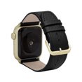 thumbnail image 1 of Bandini Womens Slim Leather Bands for Apple Watch Band 40mm 41mm 38mm for Women, Leather iWatch Band Strap for Apple Watch Series 9 8 7 6 5 4 3 2 1 SE - Extra Long XL, Black Buffalo / Gold, 1 of 8