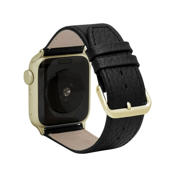Bandini Womens Slim Leather Bands for Apple Watch Band 40mm 41mm 38mm for Women, Leather iWatch Band Strap for Apple Watch Series 9 8 7 6 5 4 3 2 1 SE - Extra Long XL, Black Buffalo / Gold