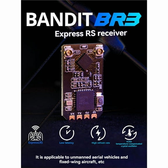 Bandit BR3 ELRS Receiver 915MHz ExpressLRS RX 500mW CRSF Built-in TCXO for FPV Freestyle Long Range Racing Drone,1 x ELRS Receiver Kit,Black