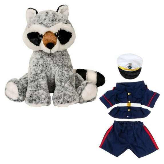 Bandit the Raccoon 16 Inch Plush in U.S. Marines Dress Blues Patriotic Ideal Stuffed Toy for Kids