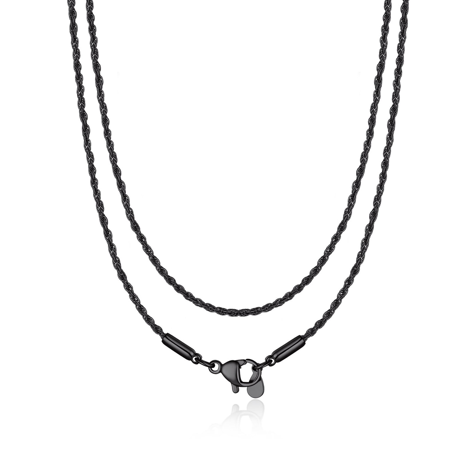 Bandmax 1.5MM Black Long Twisted Rope Chain for Men Women 30 Inch ...