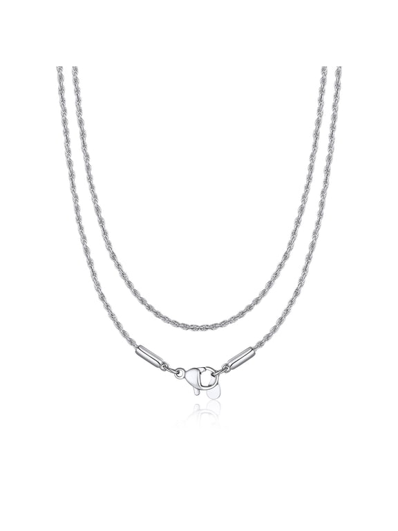 1.5MM Long Twisted Rope Chain for Men Women 30 Inch Stainless Steel Layer Chain Necklaces Solid Cable Rope Chain for Pendant Jewelry Gift