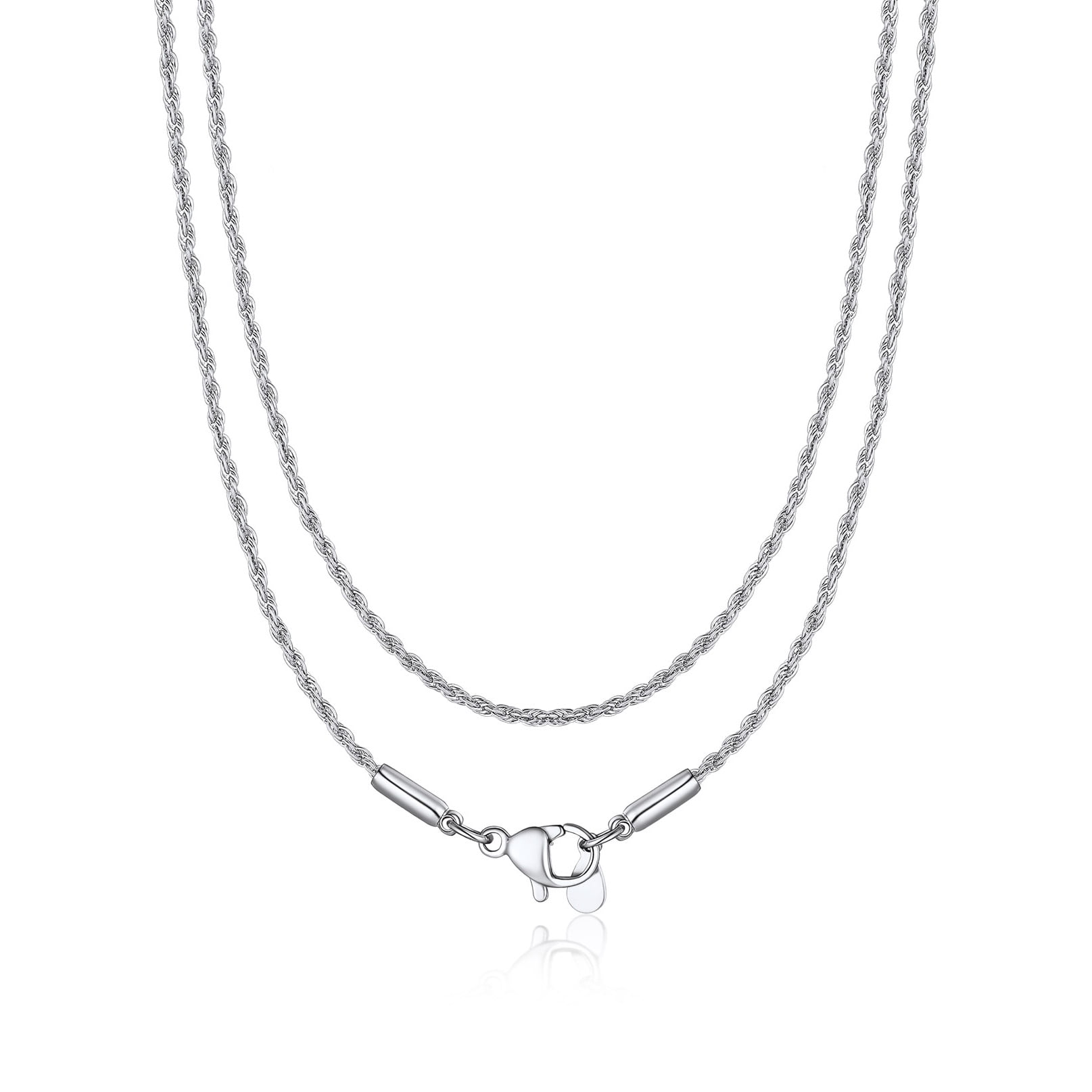 Bandmax 1.5MM Rope Chain Necklace for Men Women 24 Inch Stainless Steel Thin Twist Chain for Pendant Necklaces Jewelry Gift for Birthday