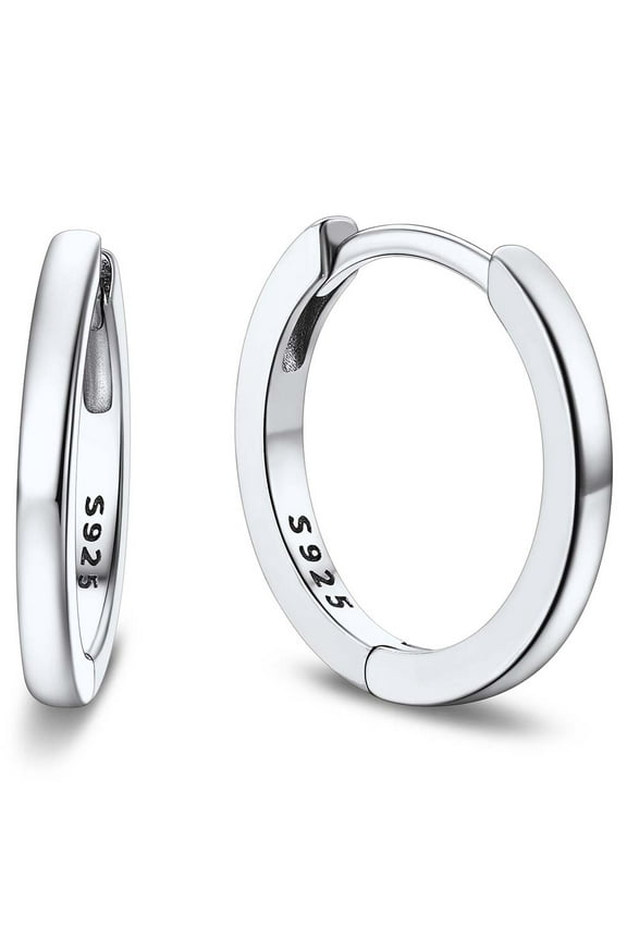10MM 925 Sterling Silver Huggie Earrings for Women Men Cool Simple Hoop Earrings for Father Day Gift