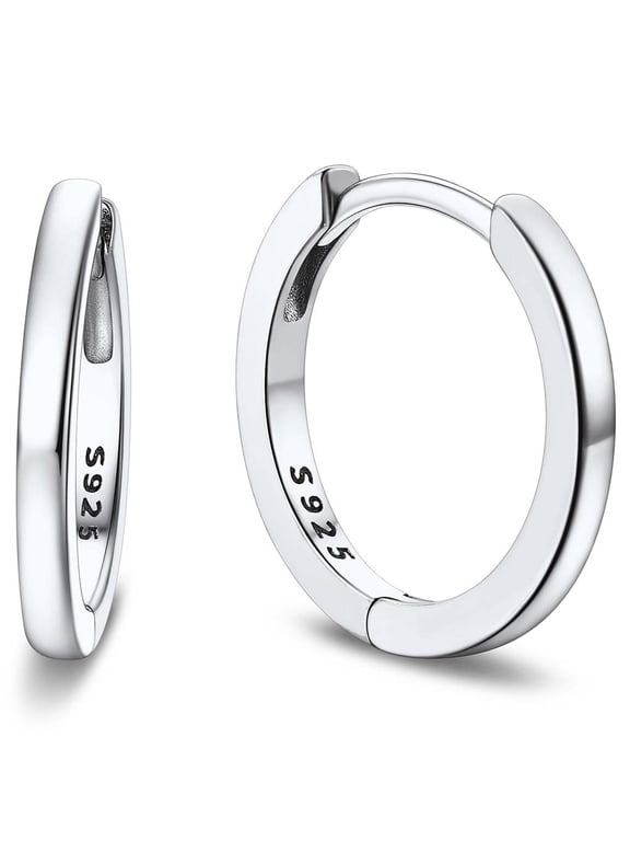 10MM 925 Sterling Silver Huggie Earrings for Women Men Cool Simple Hoop Earrings for Father Day Gift