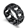 thumbnail image 1 of Bandmax 10MM Wide Black Stainless Steel Men Rings Hip Hop Cuban Chain with Celtic Knot Band Ring for Women Men Trendy Minimalist Ring for Gift, 1 of 7