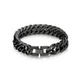 thumbnail image 1 of Bandmax 12MM Men's Black Cuban Chain Bracelets Stainless Steel Miami Curb Link Hand Chain Wristlet for Gift Biker Wrist Chain for Son Boyfriend Father Husband, 1 of 9