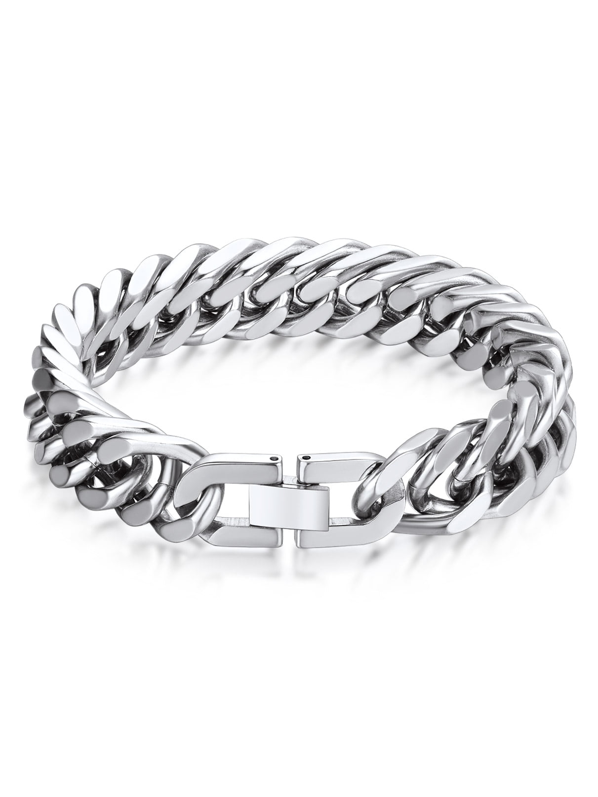 Bandmax 12MM Stainless Steel Cuban Chain Bracelets for Men Women Miami Curb Link Hand Chain Wristlet Birthday Valentines Father Day Gift for Dad Son Husband Grandpa