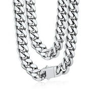 Bandmax 12MM Stainless Steel Mens Chain Necklaces Miami Cuban Link Chain for Men 30 Inches Chunky Cuban Chain Men Jewelry Birthday Valentines Father Day Gift fo
