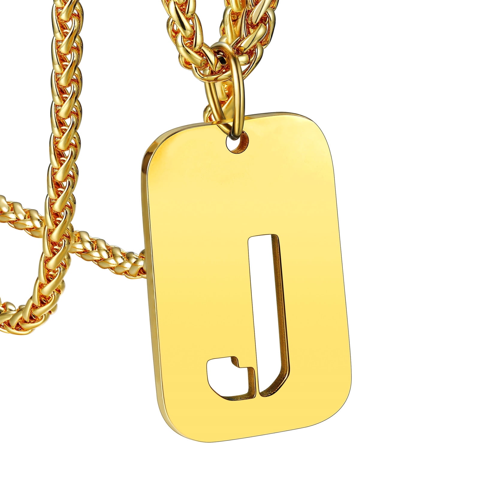 Personalized Initial Necklace - 14K Gold Plated Belt Buckle Pendant, Buy 1 Get 2 Chains