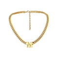 thumbnail image 1 of Bandmax 18'' A-Z Initial Necklace Choker for Men Women Stainless Steel 14K Gold Plated 7MM Wide Chunky Letter Pendant Chain Necklace for Gift, 1 of 7