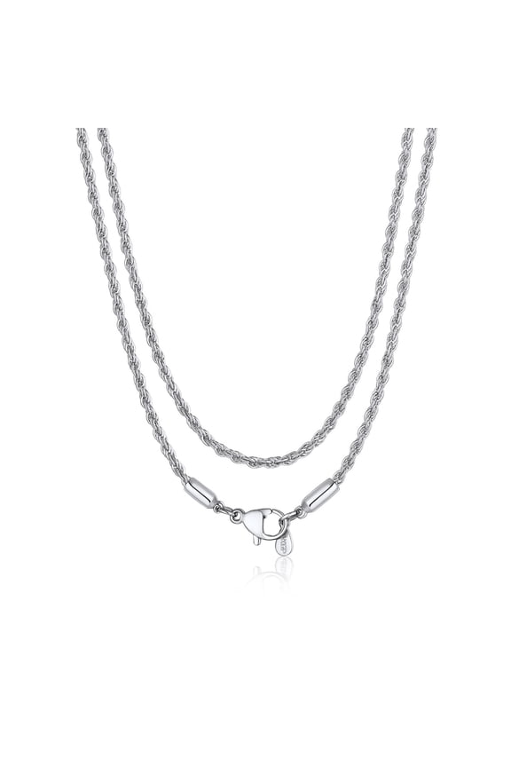 2MM Rope Chain Necklace for Men Women 22 Inch Stainless Steel Thin Twist Chain for Pendant Necklaces Jewelry Gift for Birthday