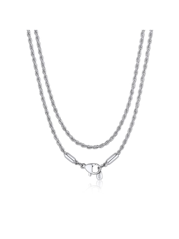 2MM Rope Chain Necklace for Men Women 22 Inch Stainless Steel Thin Twist Chain for Pendant Necklaces Jewelry Gift for Birthday