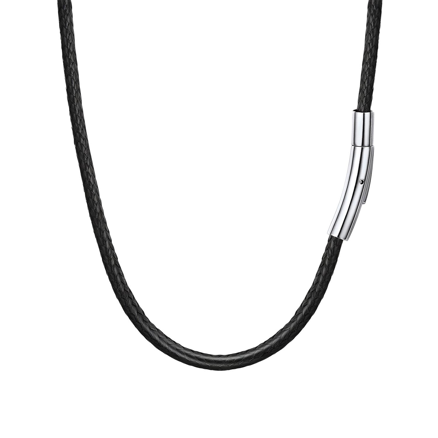 Bandmax 30 inch Braided Wax Rope Chain Necklace for Men Women Snap Clasp 3MM Wide Black Leather Cord Chain for Pendant Gift for Halloween Christmas