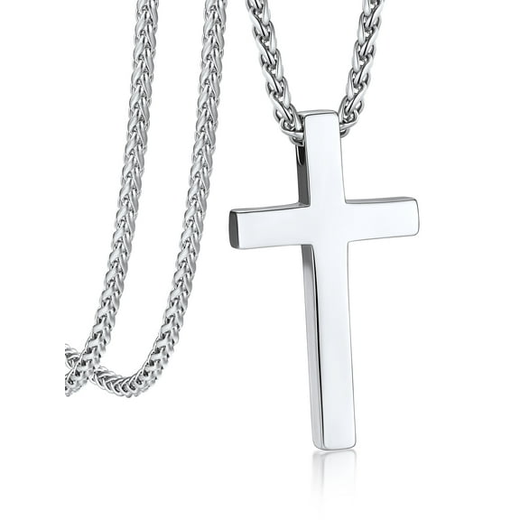 Bandmax 3D Cross Pendant Necklace for Men Women Stainless Steel Christian Crucifix Necklace for Easter Christmas Jewelry Gift