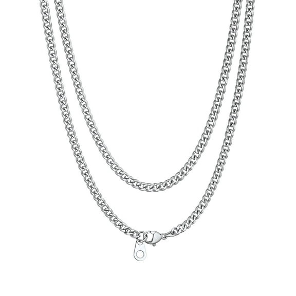 Bandmax 3MM Curb Cuban Chain for Men Women Teenager 316L Stainless Steel Miami Link Necklace for Gift