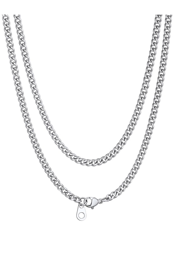 3MM Curb Cuban Chain for Men Women Teenager 316L Stainless Steel Miami Link Necklace for Gift