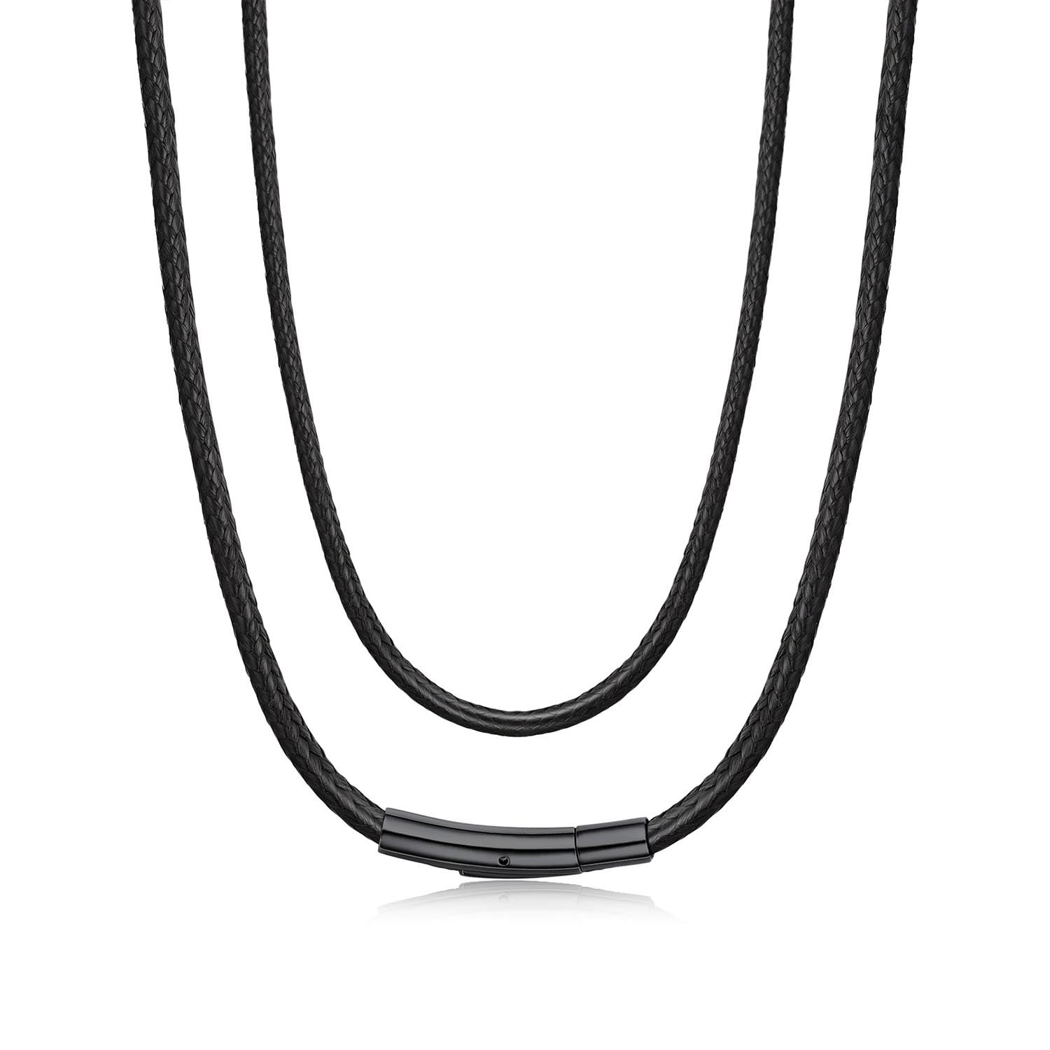 Bandmax 3MM Wax Rope Chain Choker Necklace for Men Women 18 inches Waterproof Braided Wax Rope with Stainless Steel Black Snap Clasp Neck Chains for Pendant