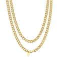 thumbnail image 1 of Bandmax 4MM Cuban Link Chain Necklace for Men Women Stainless Steel 14K Gold Plated Flat Curb Chain 20 Inches Rapper Mens Jewelry Birthday Father Day Gift for Dad Son Husband Grandpa, 1 of 9