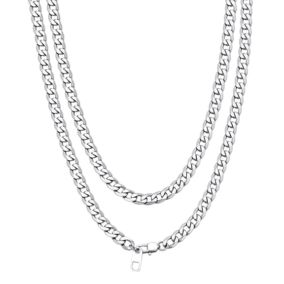 Bandmax 4MM Cuban Link Chain Necklace for Men Women Stainless Steel Flat Curb Chain 18 Inches Mens Jewelry Birthday Father Day Gift for Dad Son Husband Grandpa