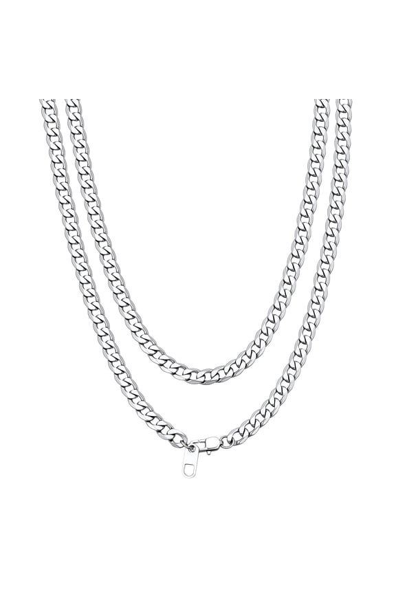 4MM Cuban Link Chain Necklace for Men Women Stainless Steel Flat Curb Chain 20 Inches Rapper Mens Jewelry Birthday Father Day Gift for Dad Son Husband Grandpa