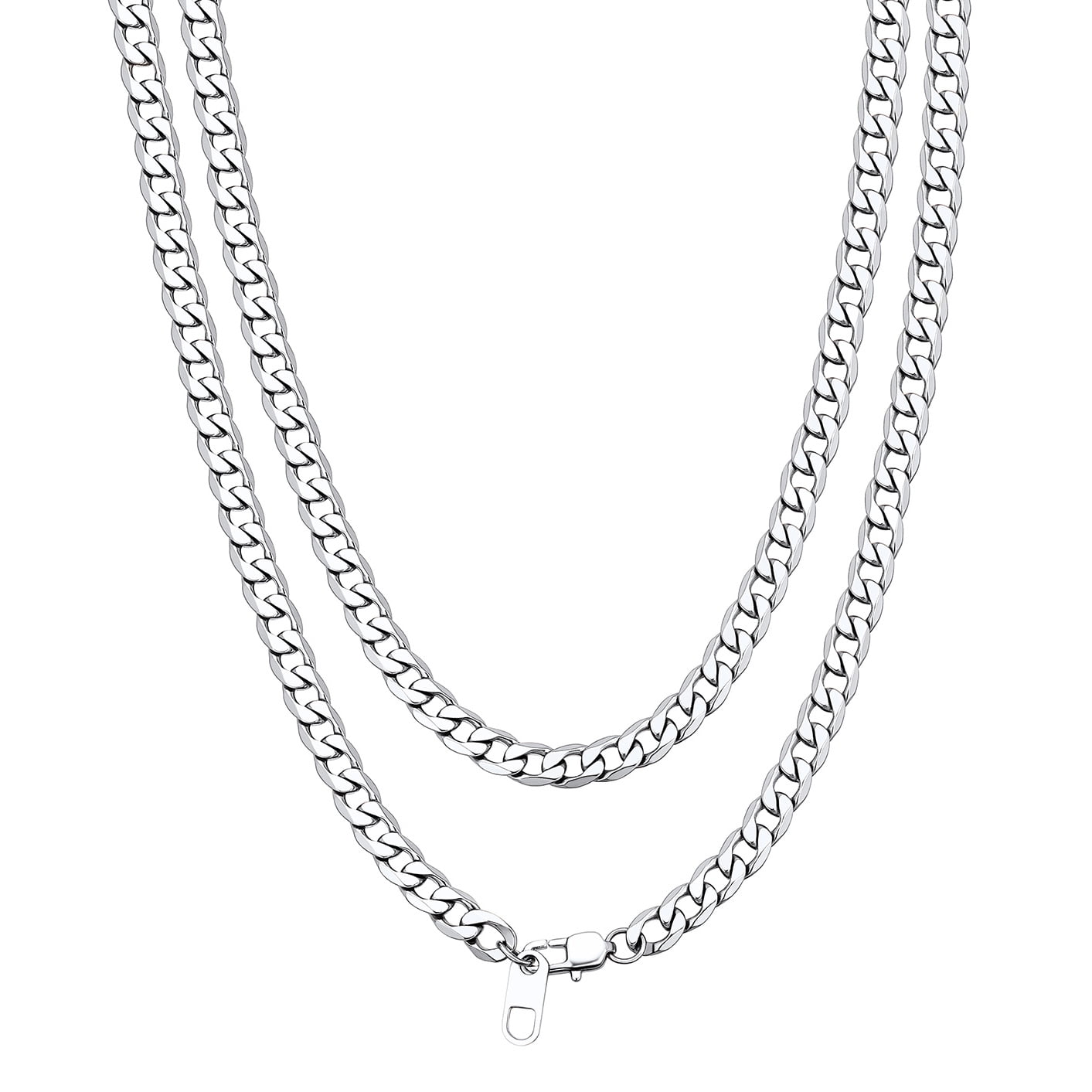 Bandmax 4MM Cuban Link Chain Necklace for Men Women Stainless Steel Flat Curb Chain 24 Inches Rapper Mens Jewelry Birthday Father Day Gift for Dad Son Husband Grandpa
