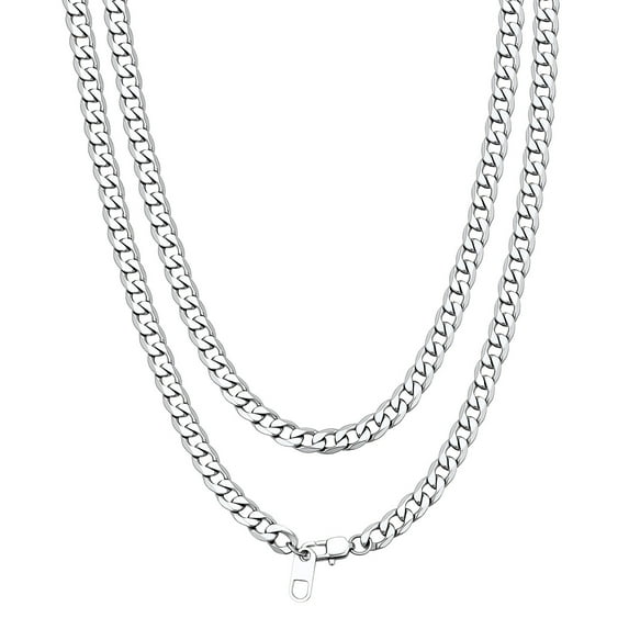 Bandmax 4MM Cuban Link Chain Necklace for Men Women Stainless Steel Flat Curb Chain 26 Inches Rapper Mens Jewelry Birthday Father Day Gift for Dad Son Husband Grandpa