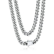 Bandmax 5MM Stainless Steel Mens Chain Necklaces Miami Cuban Link Chain for Men 18 Inches Chunky Cuban Chain Men Jewelry Birthday Valentines Father Day Gift for Dad Son Husband