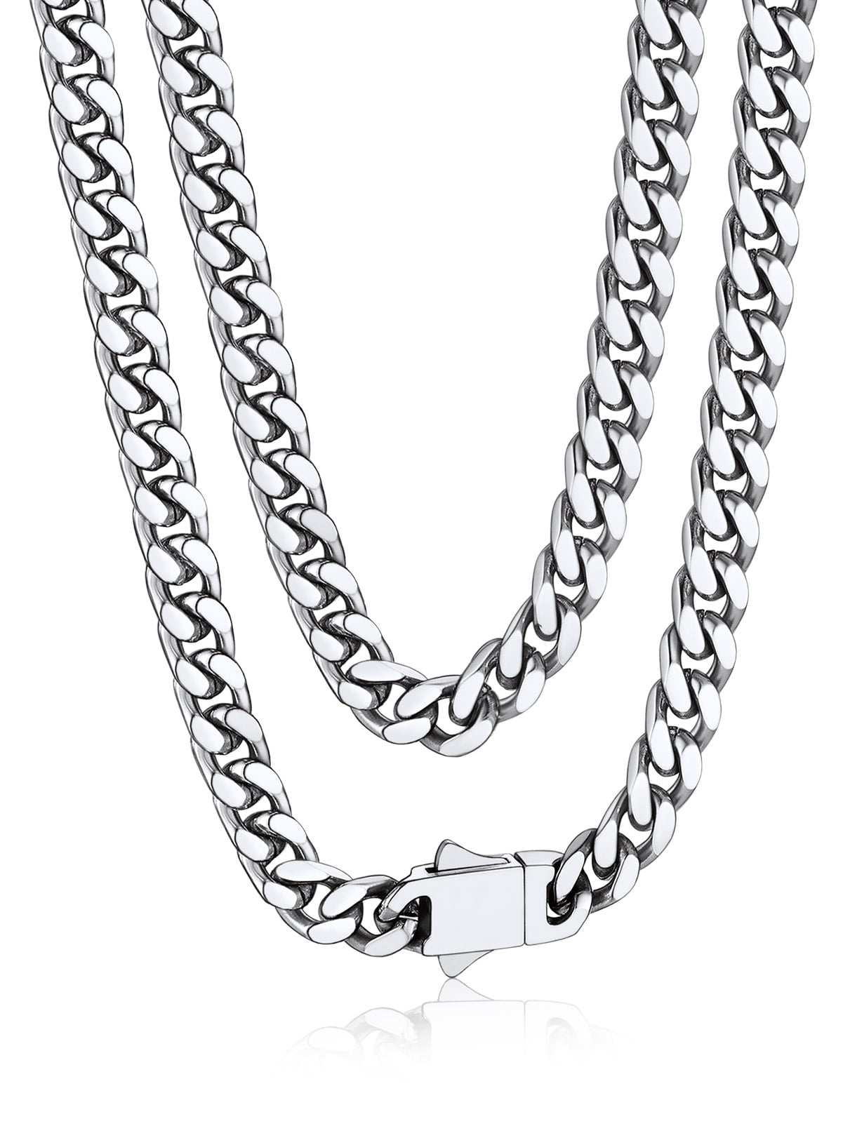 Bandmax Chunky Stainless Steel Bracelet For Men – Skull & Handcuff Biker Design, Heavy Duty Chain, Gift Box Included