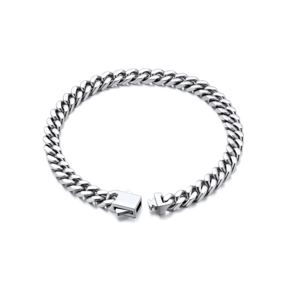 Bandmax 5MM Wide Cuban Chain Bracelet for Men Women Father's Day Gift for Son Dad Husband Stainless Steel Hip Hop Biker Wristlet Anklet Chain Jewelry