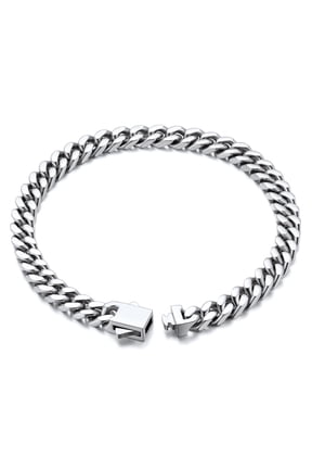 5MM Wide Cuban Chain Bracelet for Men Women Father's Day Gift for Son Dad Husband Stainless Steel Hip Hop Biker Wristlet Anklet Chain Jewelry