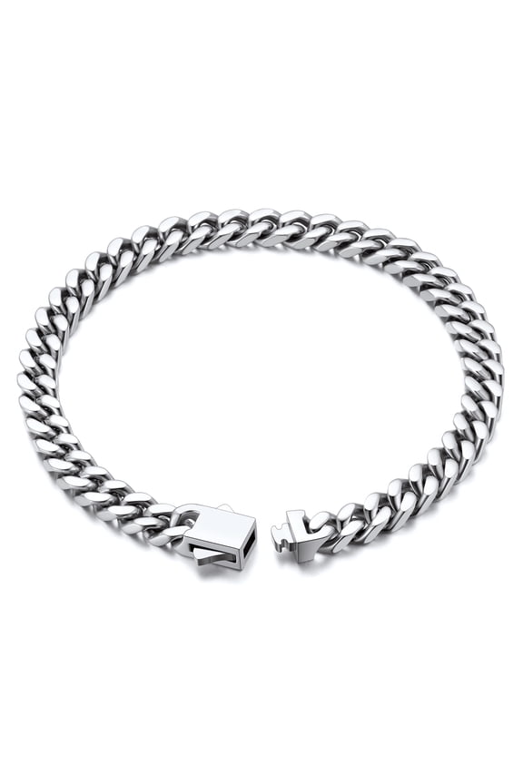 5MM Wide Cuban Chain Bracelet for Men Women Father's Day Gift for Son Dad Husband Stainless Steel Hip Hop Biker Wristlet Anklet Chain Jewelry