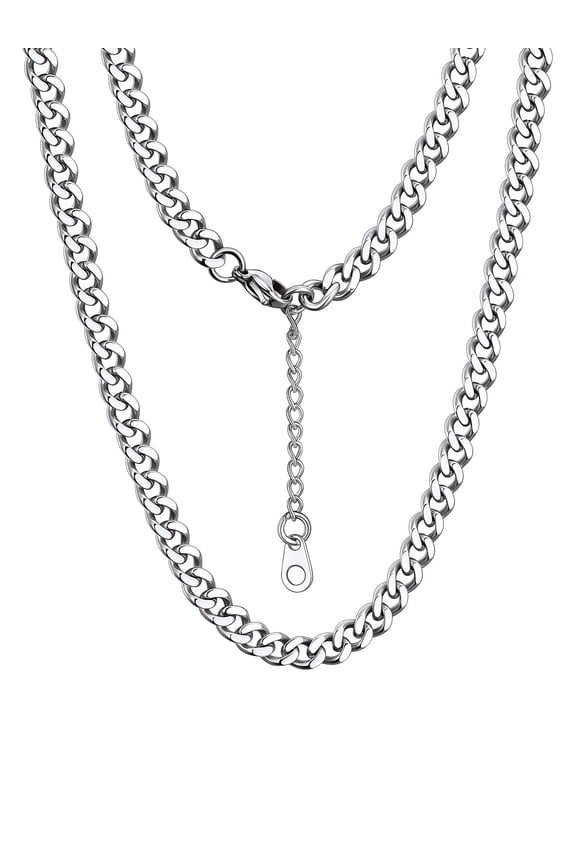 5mm Classic Cuban Link Chain for Women 14'' Stainless Steel Choker Chain Jewelry for Valentine's Day Gift for Wife Girlfriend