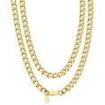 thumbnail image 1 of Bandmax 6MM Cuban Link Chain Necklace for Men Women Stainless Steel 14K Gold Plated Flat Curb Chain 20 Inches Rapper Mens Jewelry Birthday Father Day Gift for Dad Son Husband Grandpa, 1 of 9