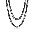 Bandmax 6MM Cuban Necklace Stainless Steel Flat Miami Link Black Chain ...