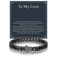 thumbnail image 1 of Bandmax 7MM Black Cuban Chain Bracelet for Men 7.5" Stainless Steel Hand Bracelets Special Father's Day Birthday Gift with Card To Your Love, 1 of 9