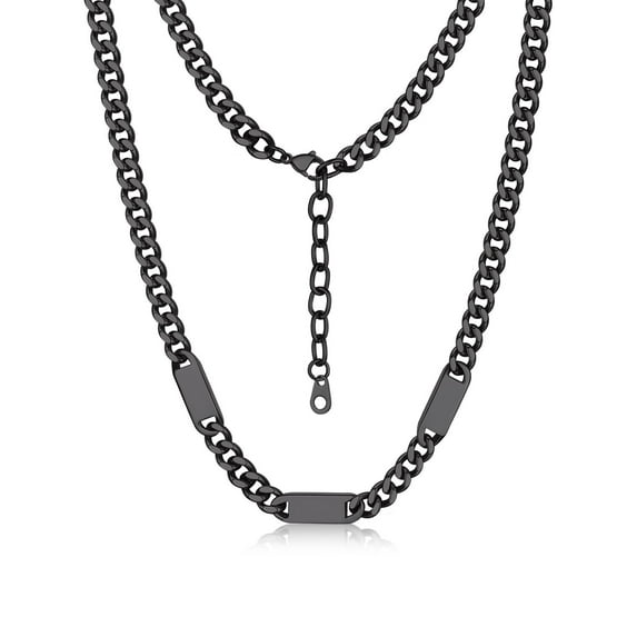 Bandmax 7MM Custom Black Choker for Men Women 18 Inches Cuban Chain Choker Necklace with Name Bar Personalized Family Gift for Birthday Valentine Graduation