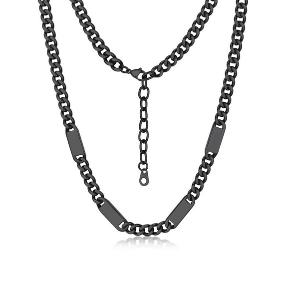 Bandmax 7MM Custom Black Choker for Men Women 18 Inches Cuban Chain Choker Necklace with Name Bar Personalized Family Gift for Birthday Valentine Graduation