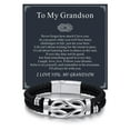 thumbnail image 1 of Bandmax 8.26'' Black Leather Bracelet for Men Infinity Knot Leather Cuff Love Link Bracelet Father's Day Birthday Gift with Card for Grandson, 1 of 9