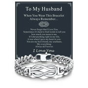 Bandmax 8.26'' Cuban Chain Bracelet for Men Women Stainless Steel Infinity Knot Bracelet Link Chain Gift with Love Message Card Gift Father's Day Birthday for Husband