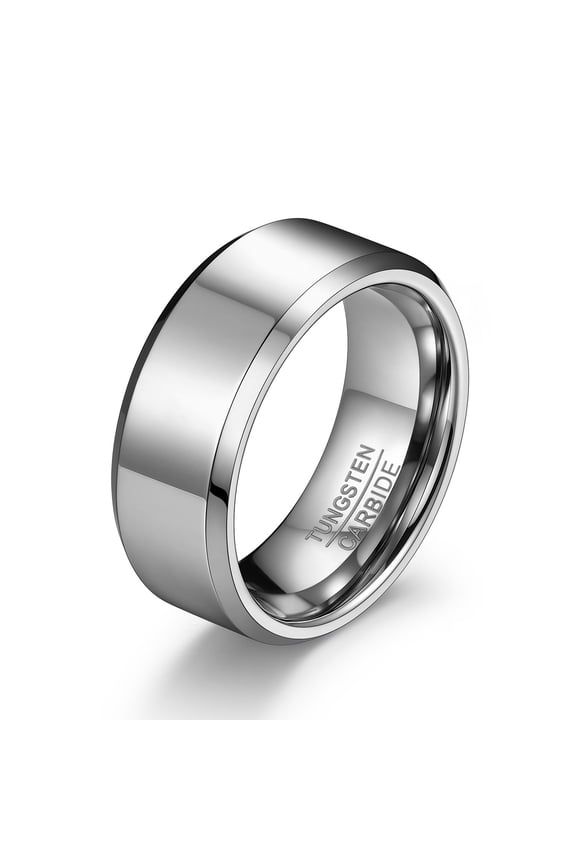 8MM Tungsten Ring for Men Women High Polish Wedding Band for Engagement Promise for Couple Husband Fiancé Size 9