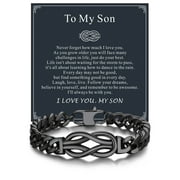 Bandmax 9'' Black Cuban Chain Bracelet for Men Women Stainless Steel Infinity Knot Bracelet Link Chain Gift with Love Message Card Gift Father's Day Birthday for Son