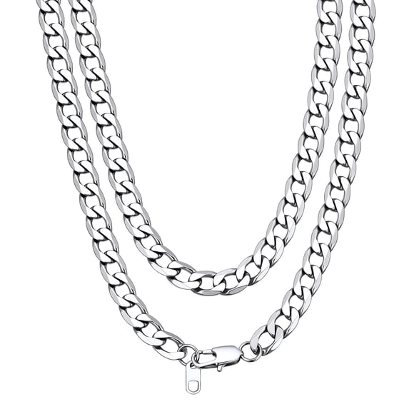 Bandmax 9MM Cuban Link Chain Necklace for Men Women Stainless Steel Flat Curb Chain 26 Inches Mens Jewelry Birthday Father Day Gift for Dad Son Husband Grandpa