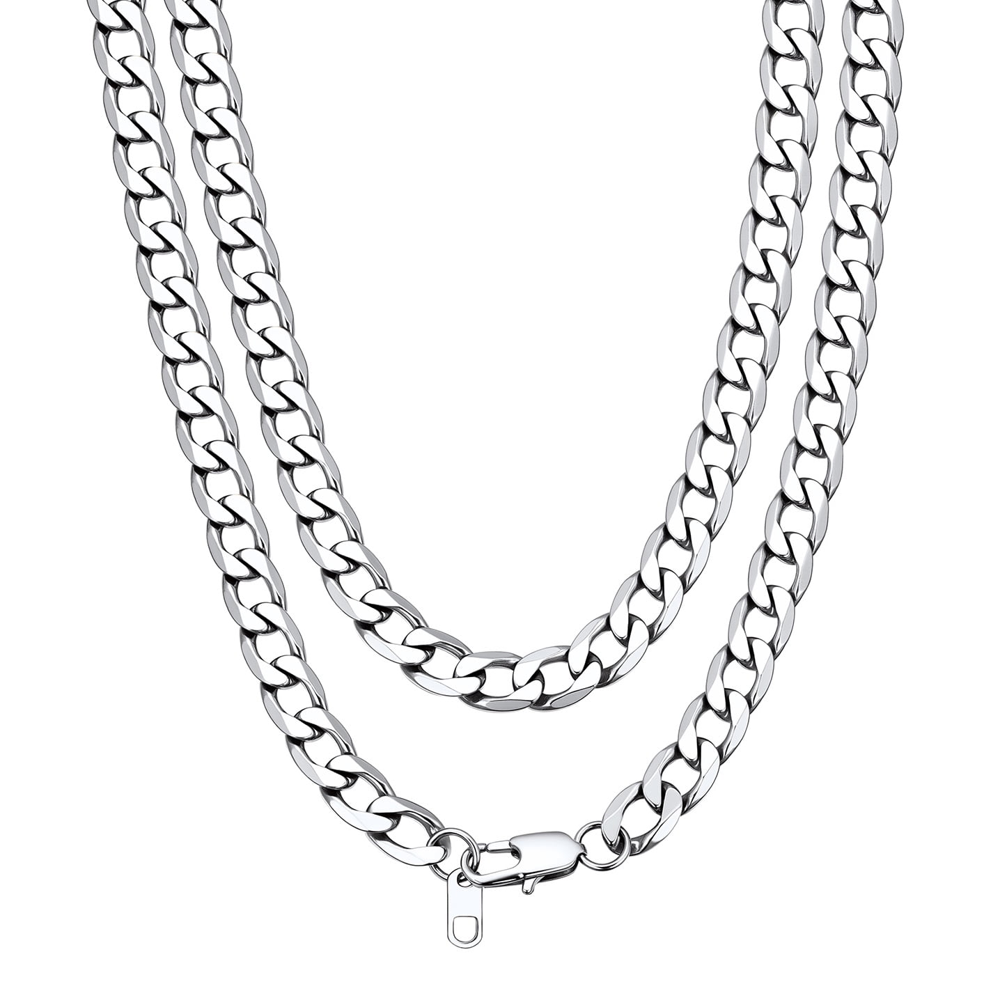 Bandmax 9MM Cuban Link Chain Necklace for Men Women Stainless Steel Flat Curb Chain 28 Inches Rapper Mens Jewelry Birthday Father Day Gift for Dad Son Husband Grandpa