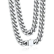 Bandmax 9MM Stainless Steel Mens Chain Necklaces Miami Cuban Link Chain for Men 20 Inches Chunky Cuban Chain Men Jewelry Birthday Valentines Father Day Gift for