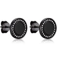 thumbnail image 1 of Bandmax Black S925 Silver Stud Earrings for Men Women Natural Black Onxy with CZ Ear Studs Gift for Father's Day Christmas Valentines, 1 of 8