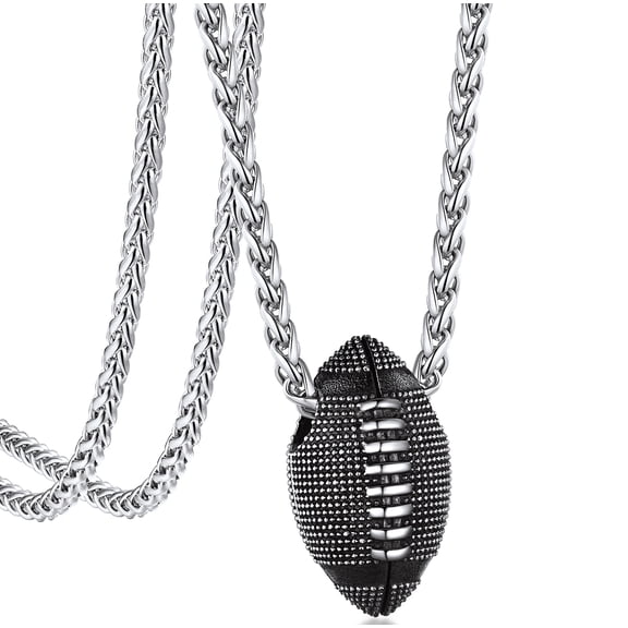 Bandmax Football Pendant Necklace for Son Dad Husband Father's Day Gift from Wife Women Mens Necklace Stainless Steel Sports Fans Lovers Athlete Collections Jewelry