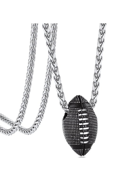 Football Pendant Necklace for Son Dad Husband Father's Day Gift from Wife Women Mens Necklace Stainless Steel Sports Fans Lovers Athlete Collections Jewelry