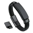 thumbnail image 1 of Bandmax Men's ID Bar Cuff Bracelet Black Wax Rope Chunky Wristband Braided Bracelet with Adjustable Buckle for Men Him Husband, 1 of 9