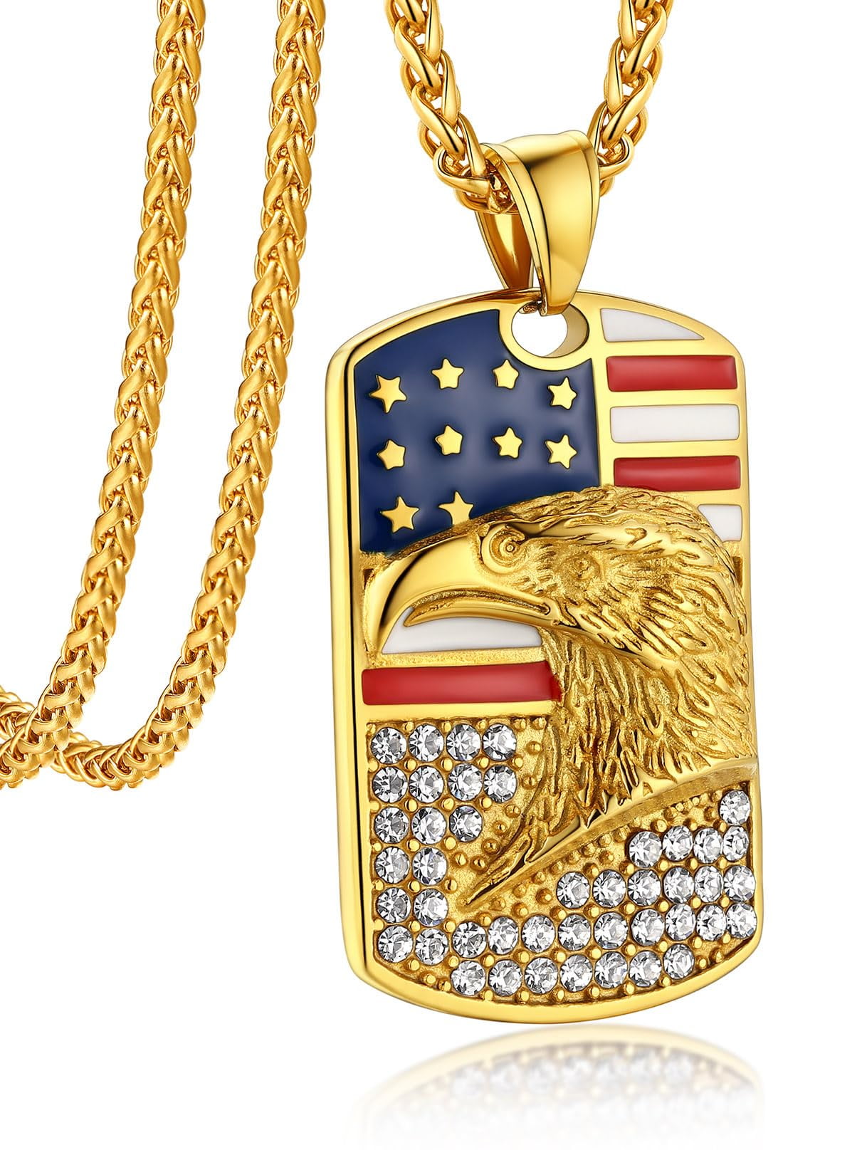 Bandmax Mens Stainless Steel Military Eagle Dog Tag Pendant